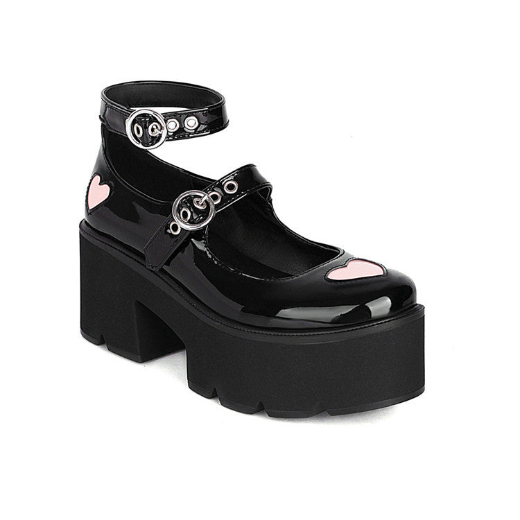 Gothic Heart Mary Jane Platform Shoes