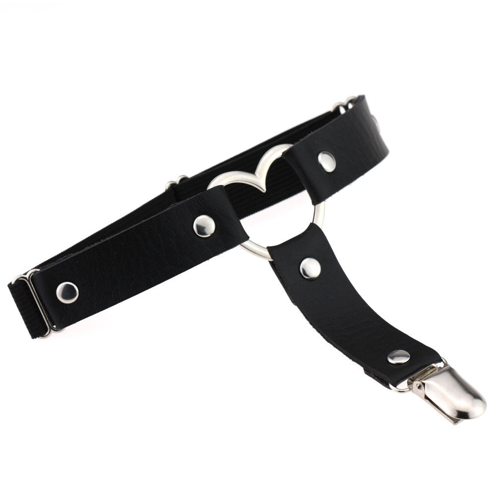Gothic Leg Garter Strap with Metal Heart
