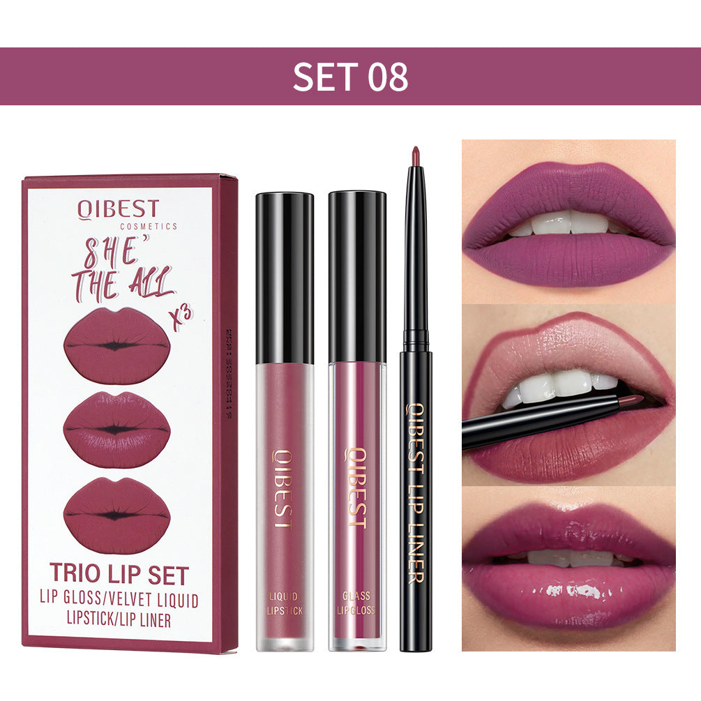 3 IN 1 Gothic Lip Set purple Lipstick Lip Gloss and Lip Liner