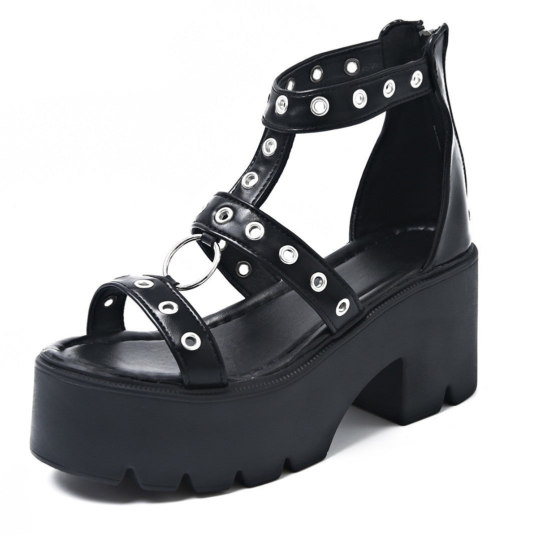 Gothic O-Ring Sandals Womens