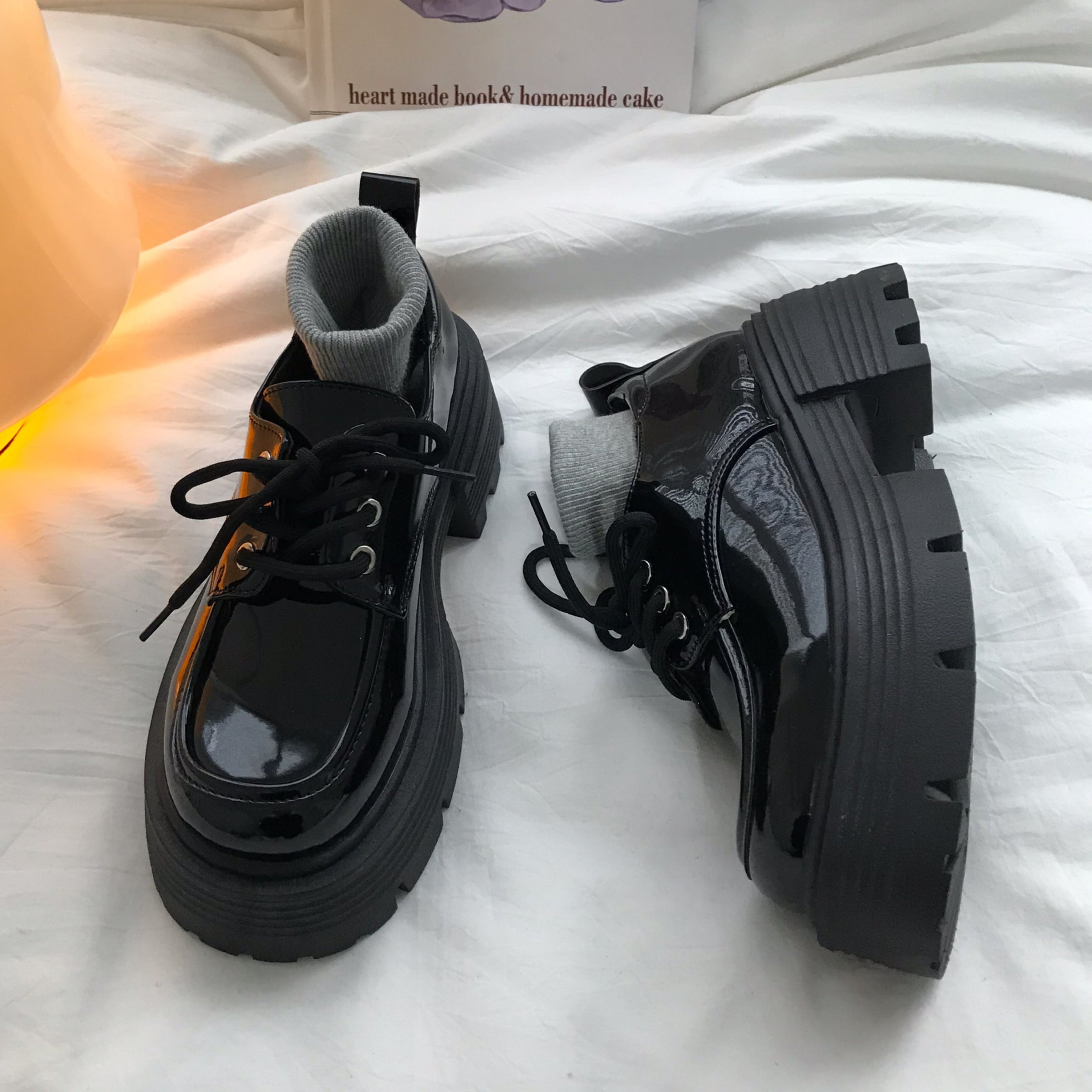Gothic Platform Leather Shoes Womens