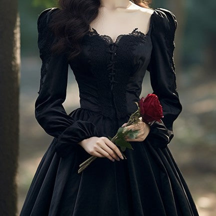 Gothic Prom Dress with Long Sleeves