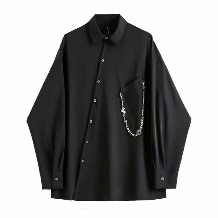 Gothic Shirt Men - Asymmetric Button Up