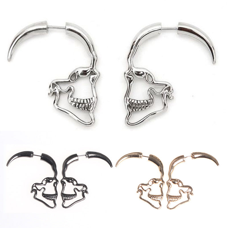 Gothic Skull Line Art Earrings 
