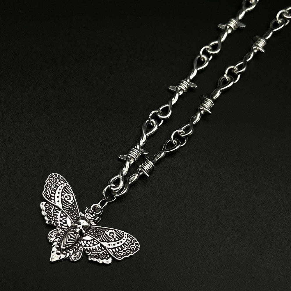 Gothic Skull Moth Necklace