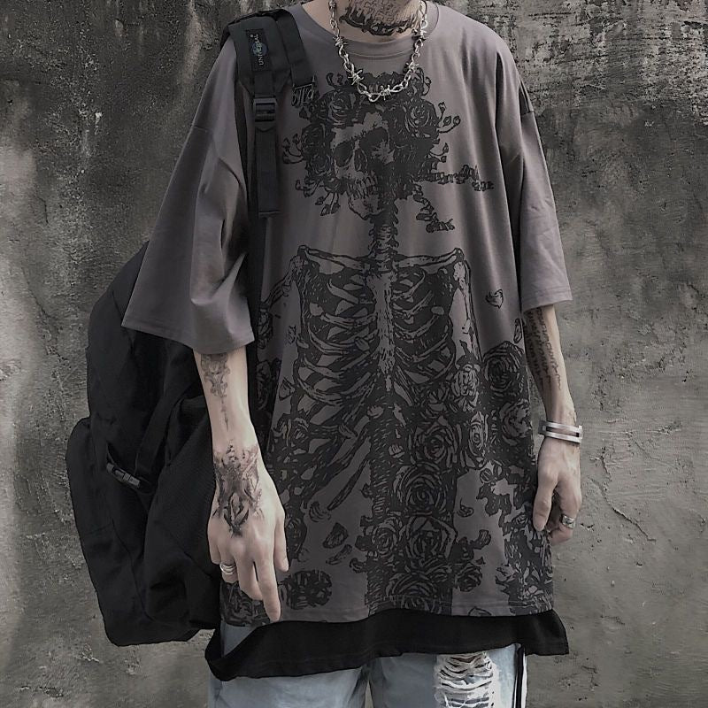 Gray realistic 3d Skeleton T-Shirt for Men