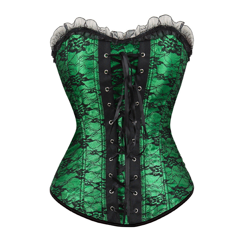 Green Overbust Corset Top Goth
