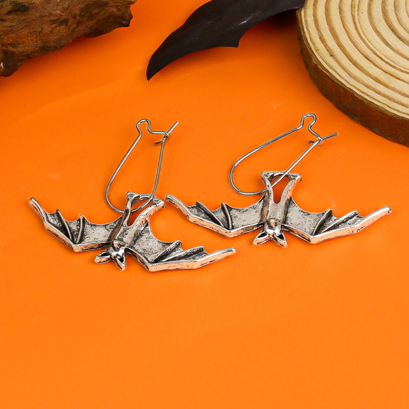 Hanging Bat Goth Womens Earrings