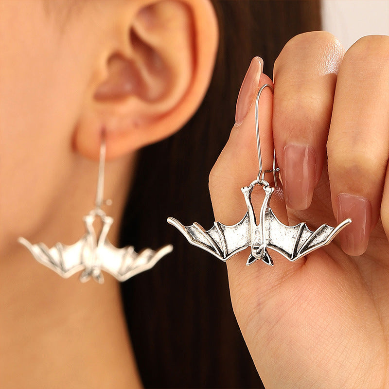 Hanging Bat Goth Womens Earrings
