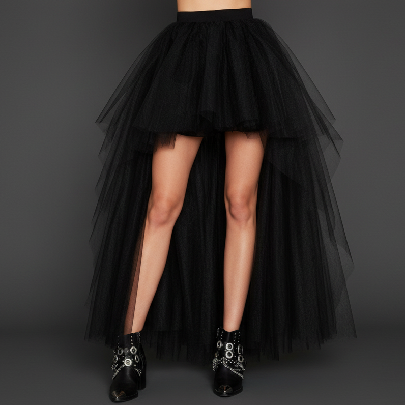High Low Black Bubble Skirt