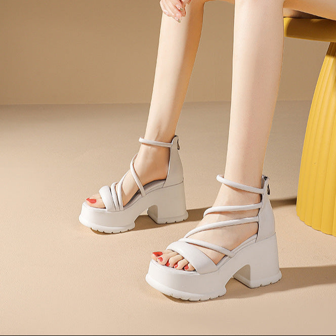 Black High Platform Sandals Womens