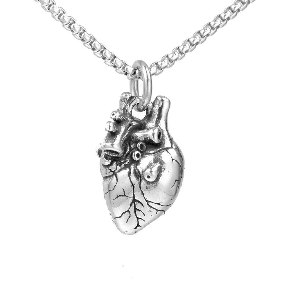Human Heart Necklace Silver Steel