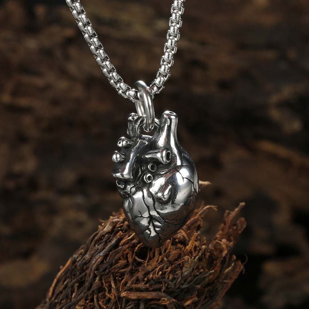 Human Heart Necklace Silver Steel