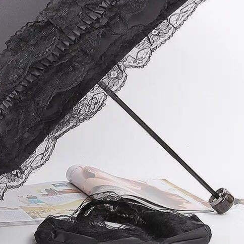 Lace Gothic Umbrella Black