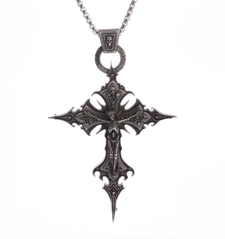 Large Gothic Cross Necklace Chain for men and unisex