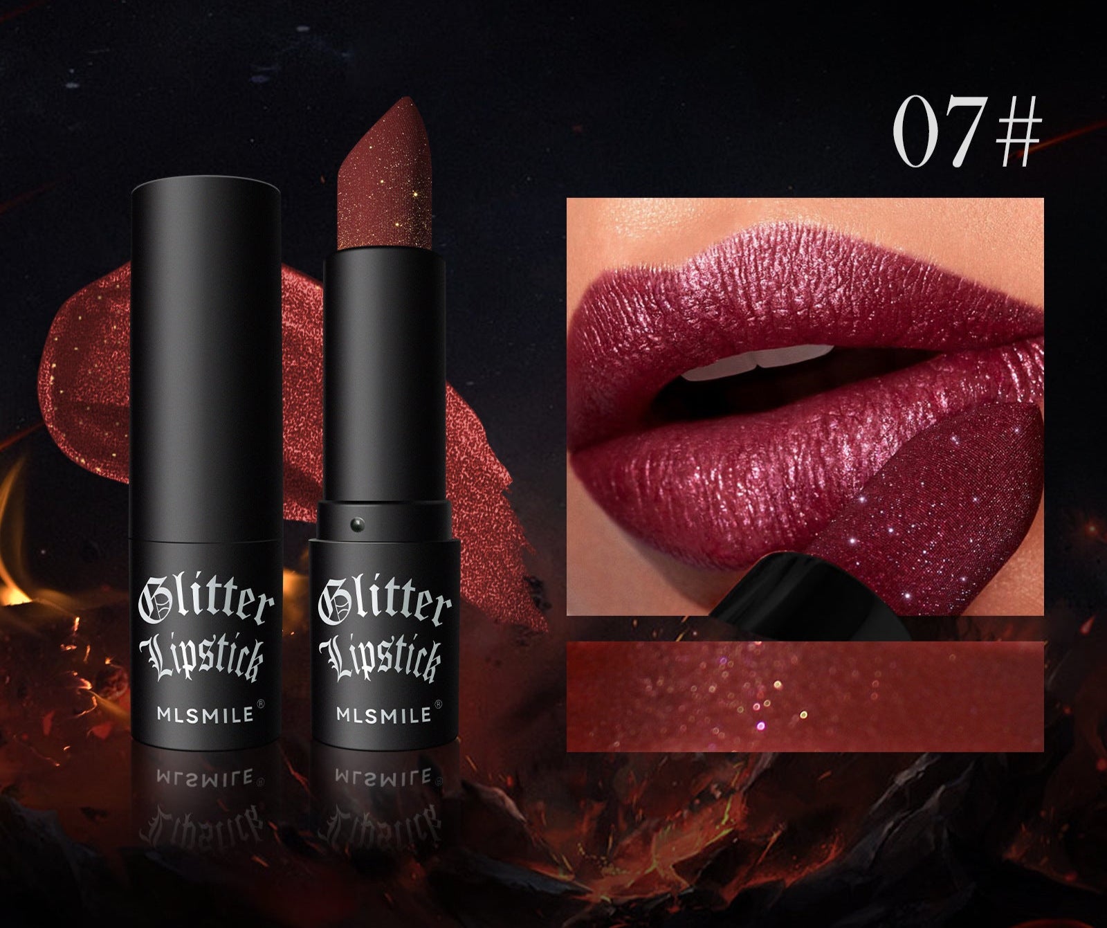 Black Glitter Lipstick Shimmering Gothic