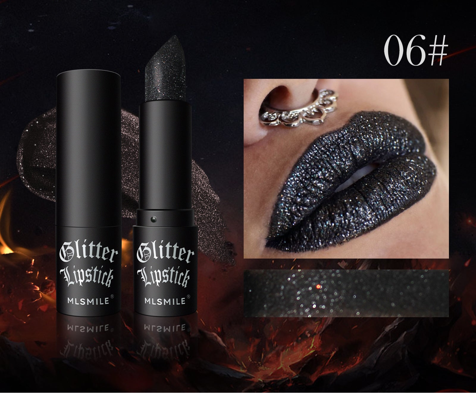 Black Glitter Lipstick Shimmering Gothic