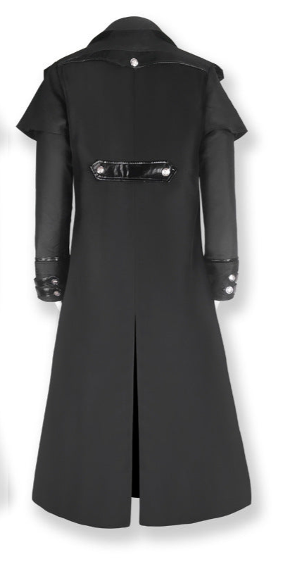 Long Black Gothic Coat Jacket with zipper