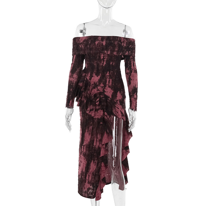 Long Goth Dress with High-Slit