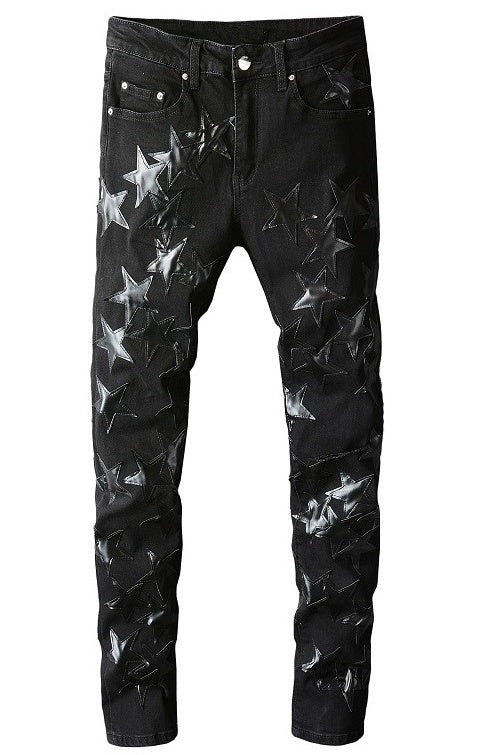 Men's Gothic Denim Jeans Pants with Stars