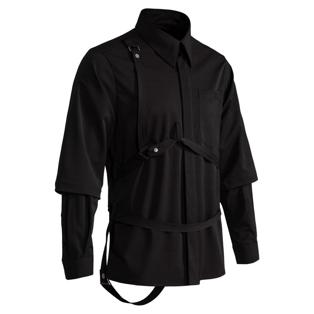 black Mens Goth Button Up Shirt