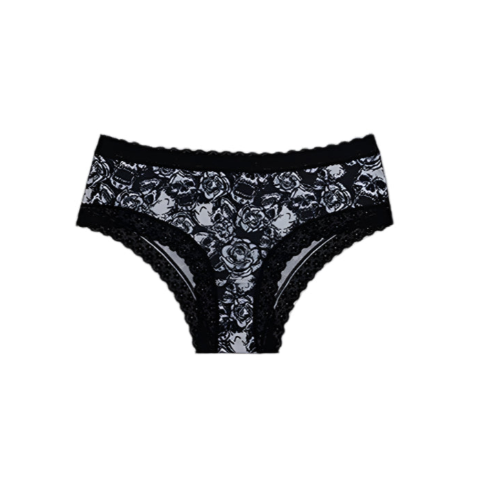 Monochrome Skull Roses Panties
