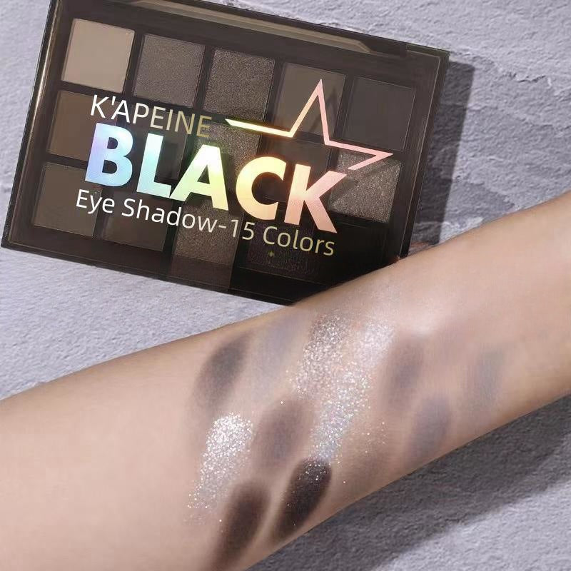 Goth Black Eyeshadow Palette 15 Colors KAPEINE