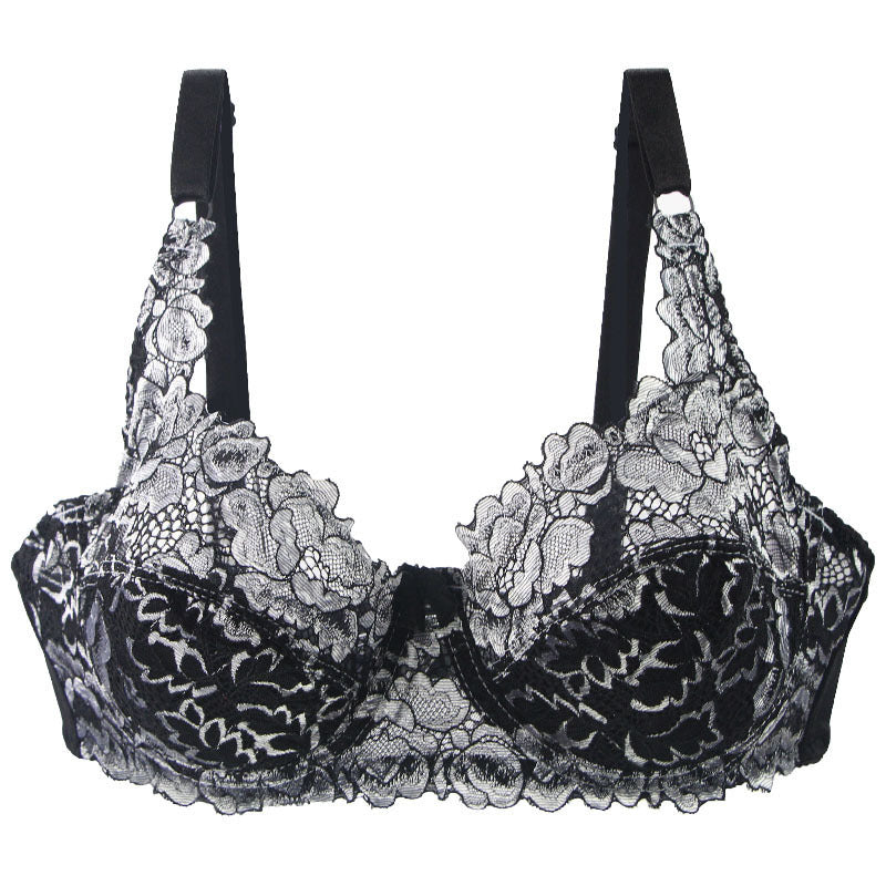 Lace Gothic Bra Floral Black White