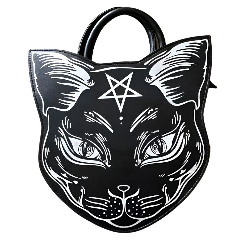 Pentagram Cat Goth Handbag
