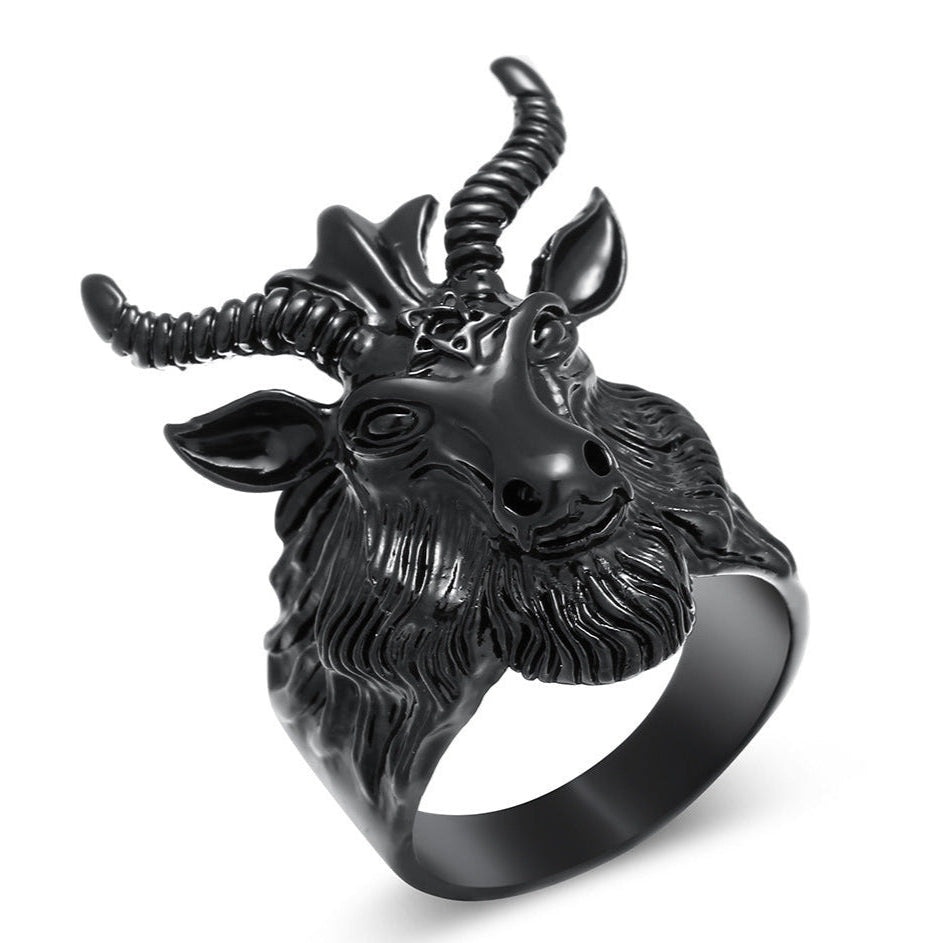 Pentagram Demon Goat Ring Baphomet Occult