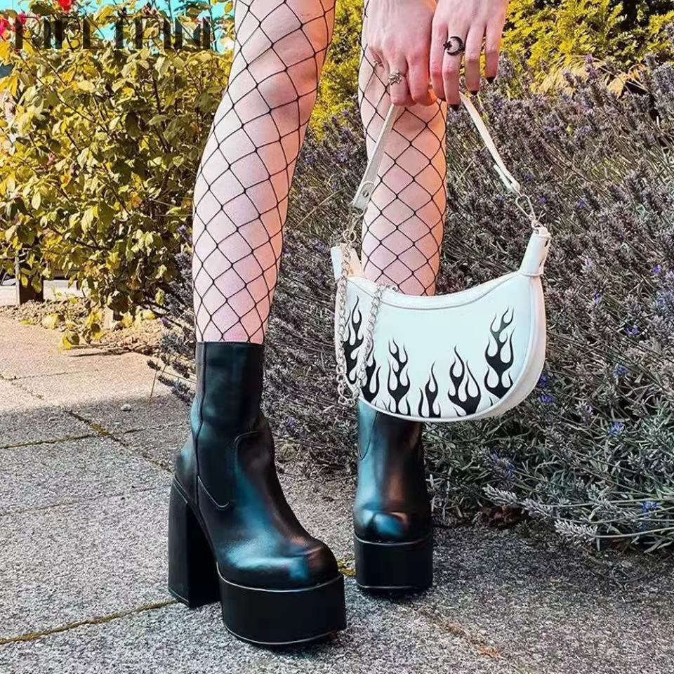 Black Platform Thigh High Boots