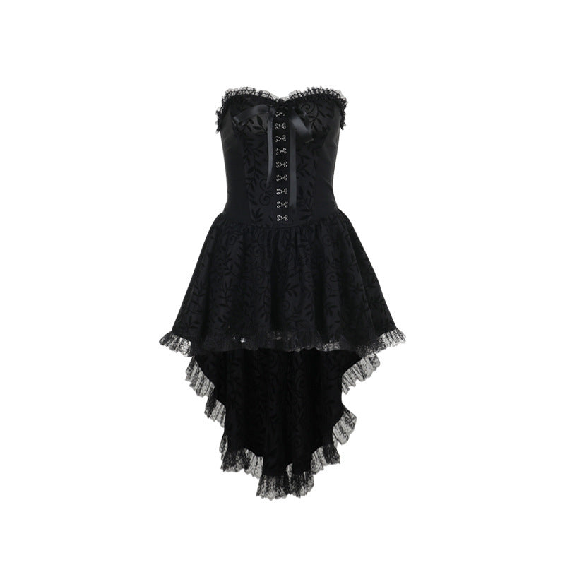 Puffy Black Prom Goth Dress tail