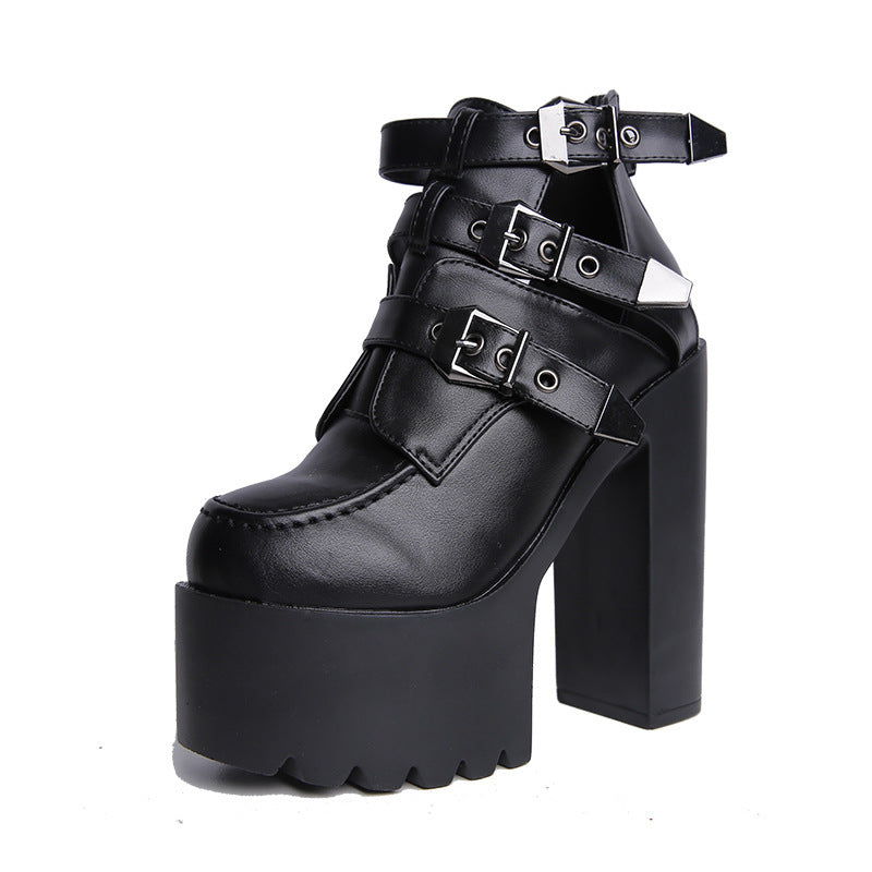 Punk Chunky Ankle High Heel Boots