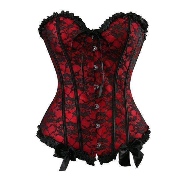Red Black Overbust Corset
