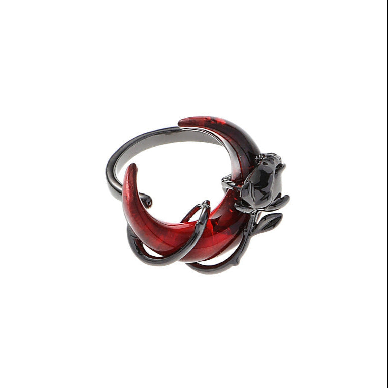 Red Crescent Moon Ring