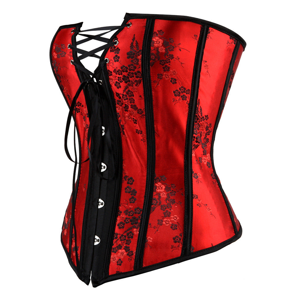 Red Goth Corset with Flowers