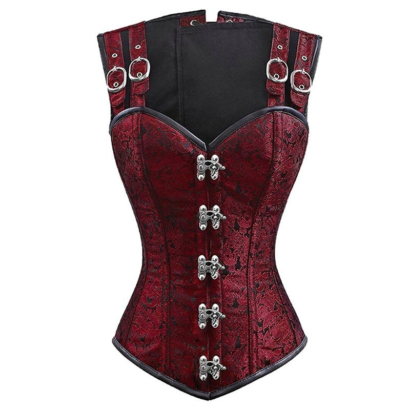 Red Goth Overbust Corset with Straps