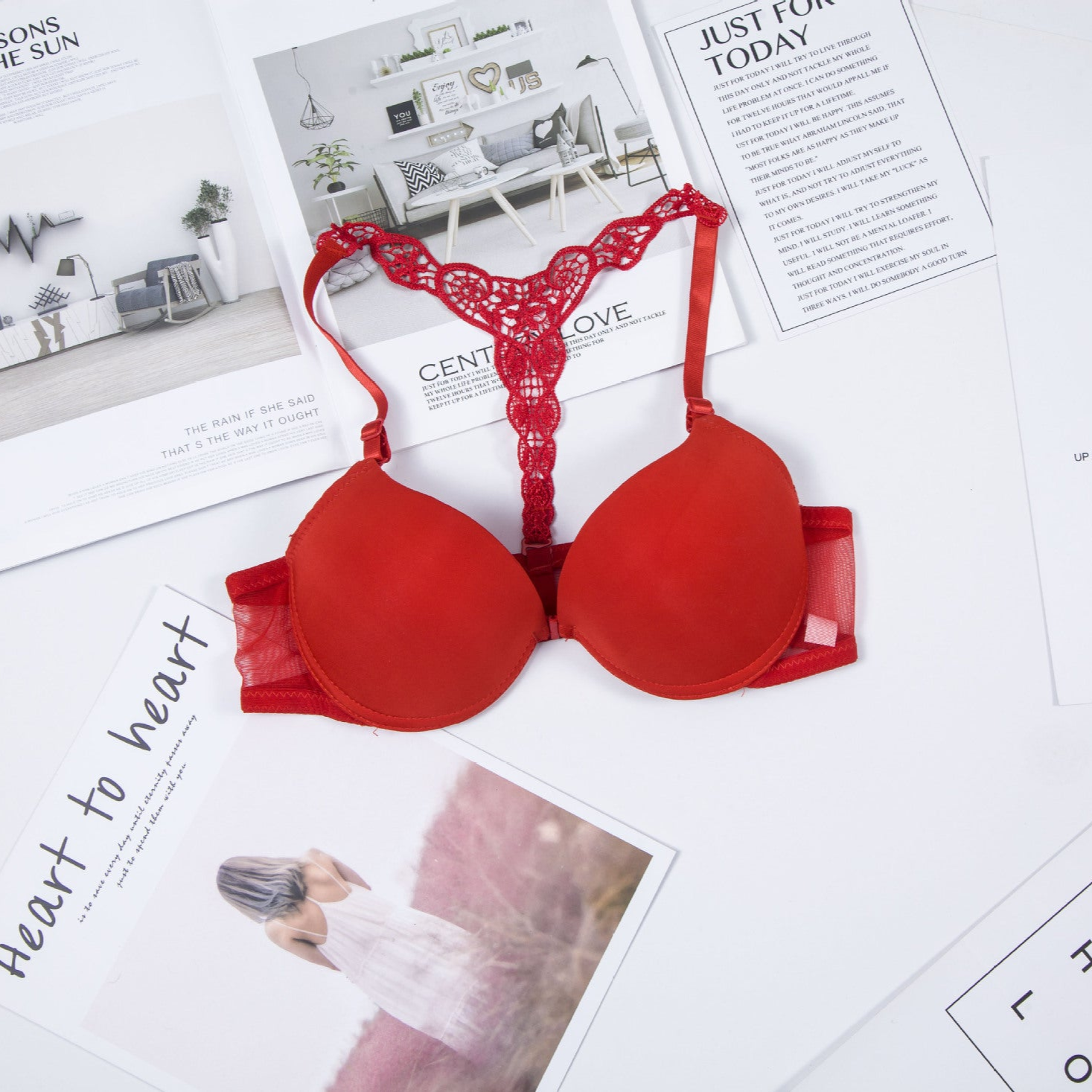 Red Goth Push Up Bra