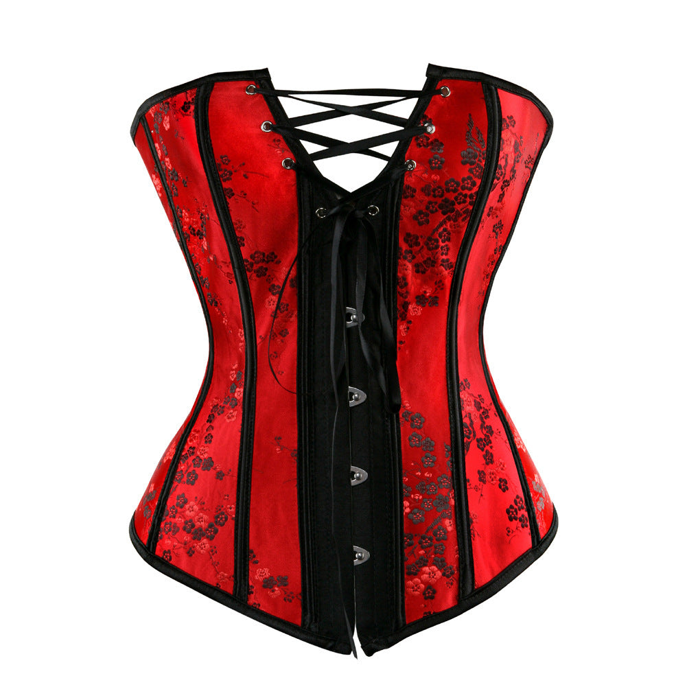 Red Gothic Corset with Flowers