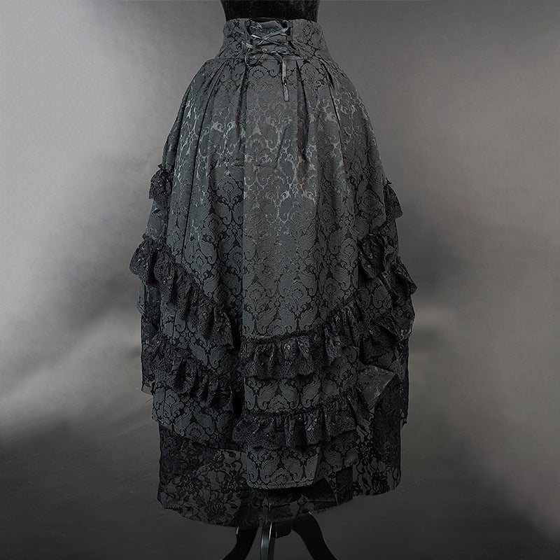 Retro Lace Black Gothic Victorian Skirt Voluminous