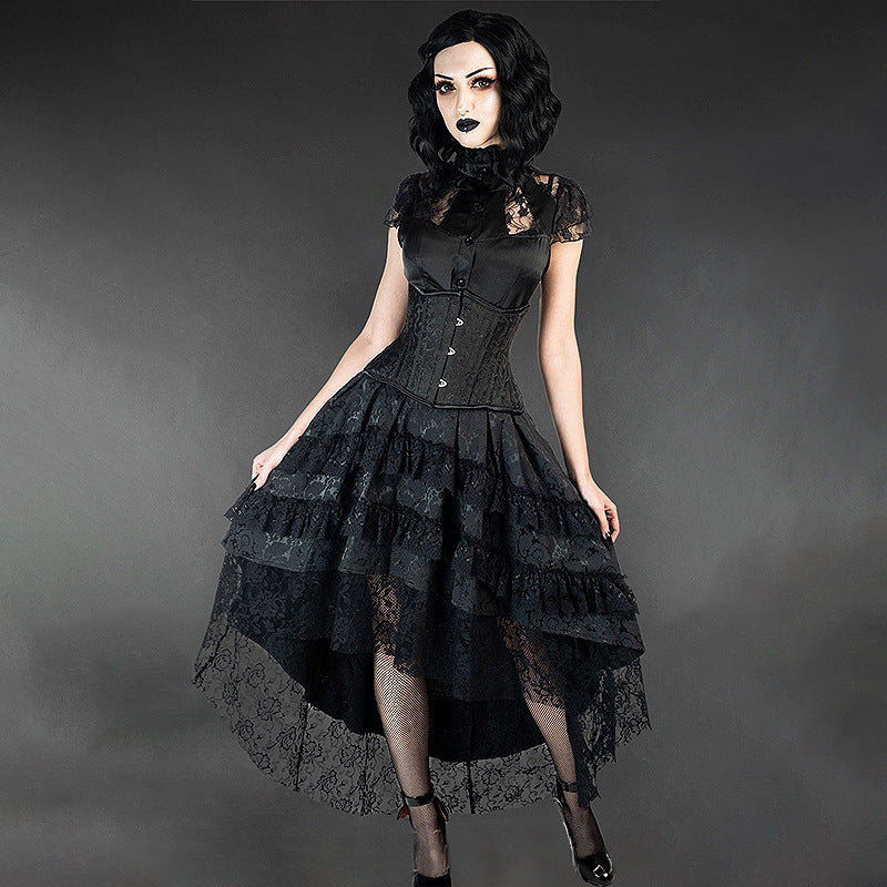 Retro Lace Black Gothic Victorian Skirt Voluminous