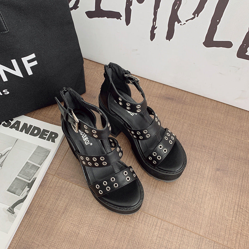 Rivet Goth Sandal Platform Heels
