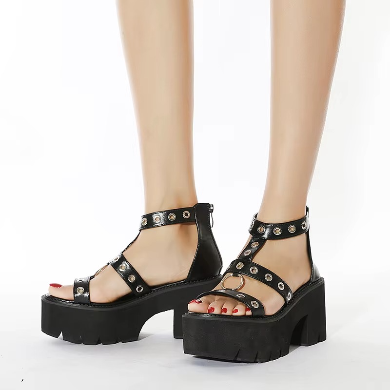 Rivet Goth Sandal Platform Heels