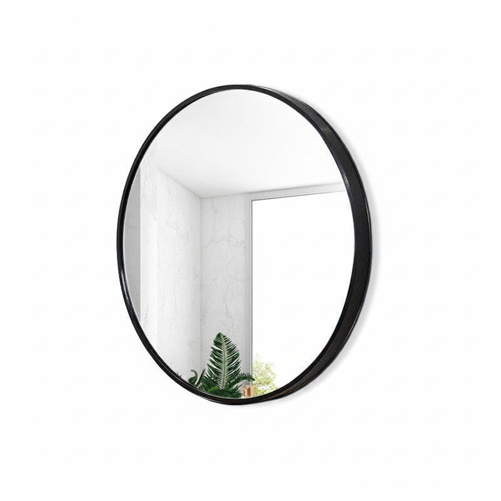 Black Large Round Wall Mirror