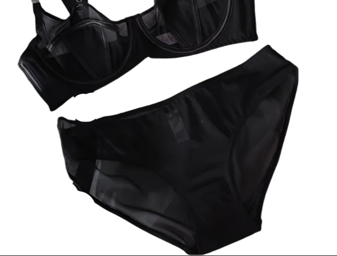 Sheer Gothic Bra Panties Set
