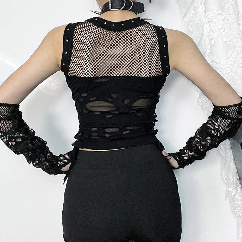 Harness Sheer Halter Top Womens