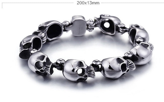 Titanium Steel Skull Bracelet for Men size