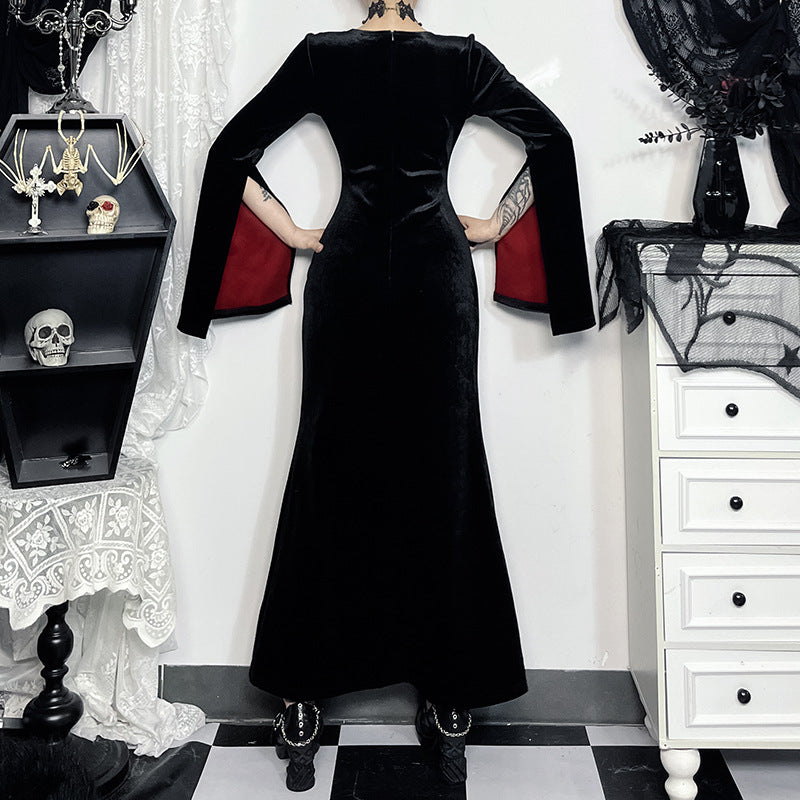 Slit Vampire Dress Velvet