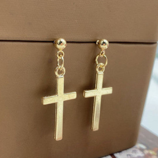 Small Cross Dangle Earrings long