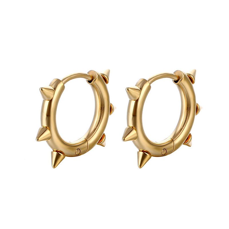 Spiked Hoop Earrings Stainless Steel womens